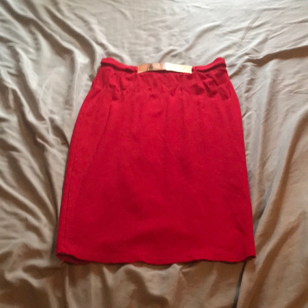 A red pencil skirt